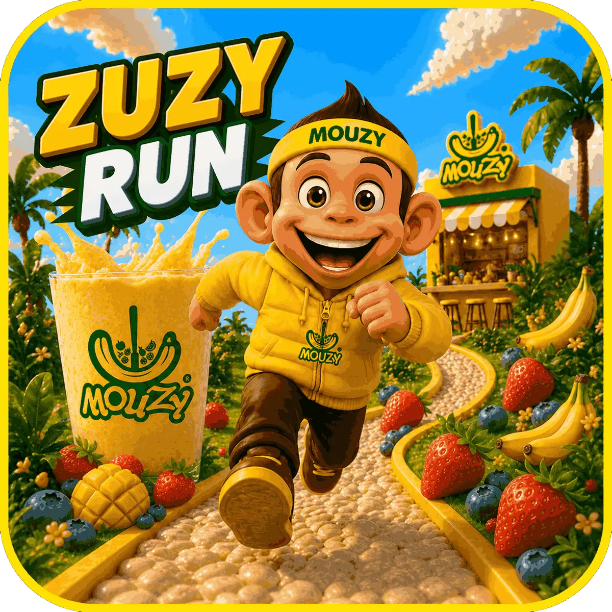 Mouzy Mascot running out of phone